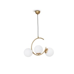Lima 3lü Eskitme Mat Gold Beyaz Camlı Modern Genç Odası Yemek Masası Üstü Salon Avize