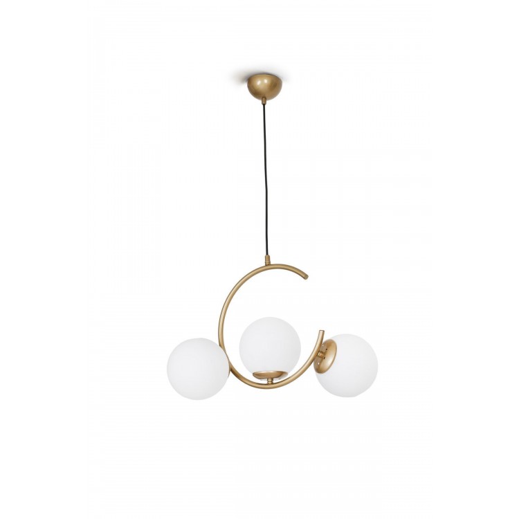 Lima 3lü Eskitme Mat Gold Beyaz Camlı Modern Genç Odası Yemek Masası Üstü Salon Avize