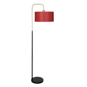 Potenza Eskitme Detaylı Siyah Metal Lambader - Hasır Bordo