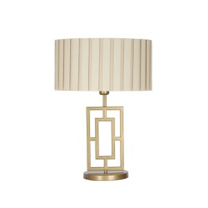 Puglia Eskitme Mat Gold Metal Abajur - Kırma Krem