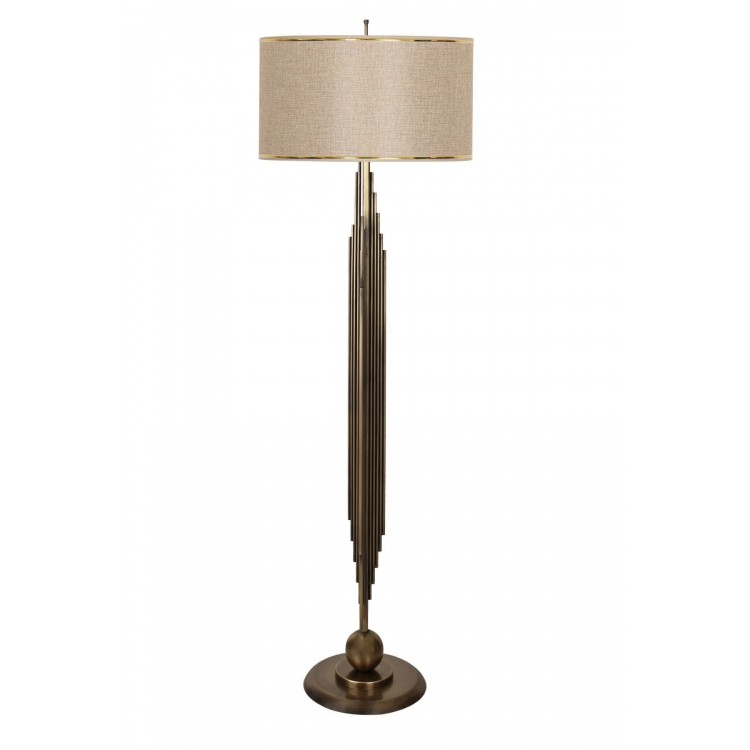 Marche Eskitme Mat Gold Kaplama Metal Lambader - Gold Hasır Kahve
