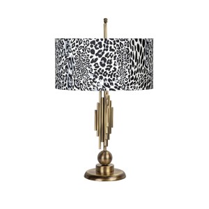 Marche Mka-01 Eskitme Mat Gold Metal Abajur - Leopar Desenli