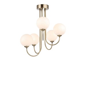 Avz-pe03 E27x5 Duylu Eskitme Kaplama Metal Glop Camlı Avize