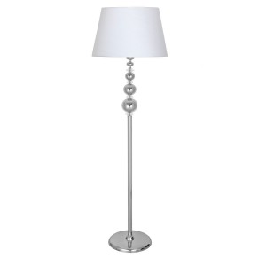 Kristal Taşlı Üçlü Küre Krom Kaplama Metal Lambader - Krom Beyaz