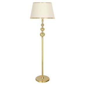 Kristal Taşlı Üçlü Küre Gold Kaplama Metal Lambader - Gold Krem