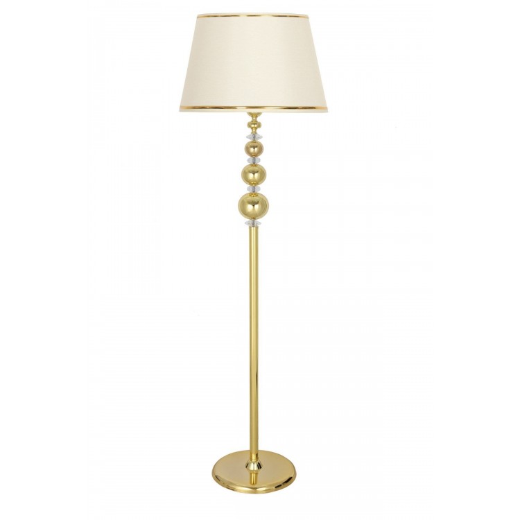 Kristal Taşlı Üçlü Küre Gold Kaplama Metal Lambader - Gold Krem