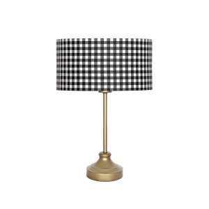 Onze Eskitme Mat Gold Metal Abajur, Masa Lambası - Siyah Ekose