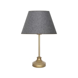 Onze Eskitme Mat Gold Metal Abajur, Masa Lambası - Hasır Gri