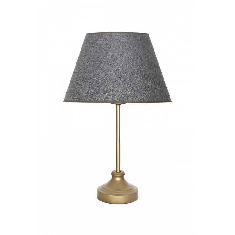 Onze Eskitme Mat Gold Metal Abajur, Masa Lambası - Hasır Gri