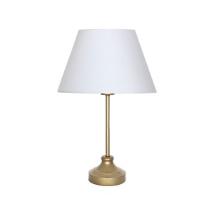 Onze Eskitme Mat Gold Metal Abajur, Masa Lambası - Beyaz