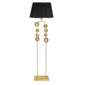 Cabil Gold Kaplama Metal Lambader - Gold Şeritli Siyah Organze