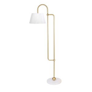 Genova Eskitme Mat Gold Metal Lambader - Beyaz Organze