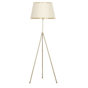 Noa Eskitme Tripod Boyu Ayarlanabilir Metal Lambader - Gold Şeritli Krem