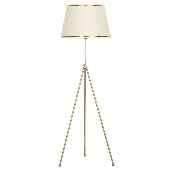 Noa Eskitme Tripod Boyu Ayarlanabilir Metal Lambader - Gold Şeritli Krem