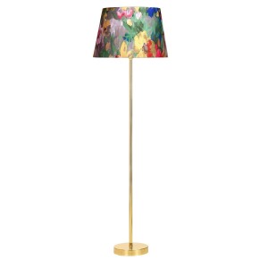 Conic Gold Kaplama Paslanmaz Metal Tek Ayaklı Lambader - Violet Desenli