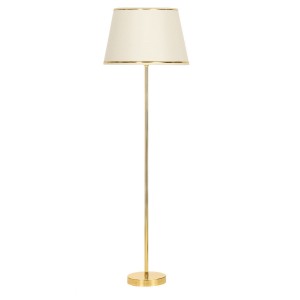 Conic Gold Kaplama Paslanmaz Metal Tek Ayaklı Lambader Gold Şeritli Krem