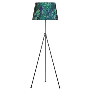 Noa Siyah Kaplama Tripod Boyu Ayarlanabilir Metal Lambader - Yaprak Desenli