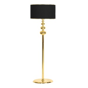 Vega Gold Kaplama Üçlü Küre Metal Lambader - Gold Şeritli Siyah