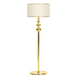 Vega Gold Kaplama Üçlü Küre Metal Lambader - Gold Şeritli Krem