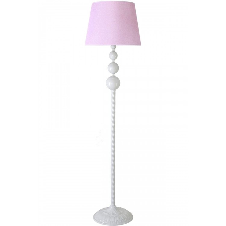 Beyaz Kaplama Üçlü Küre Modern Metal Lambader - Başlık Rengi Hasır Pembe’dir.
