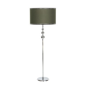 Krom Kaplama Üçlü Küre Düz Tekli Metal Ayak Lambader Krom Detaylı Silindir Başlık Rengi Yeşil