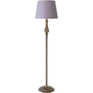 Bronz Eskitme Kaplama Solid Burgulu Tek Ayaklı Metal Lambader - Konik Başlık Rengi Gri