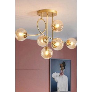 Choise Eskitme Mat Gold 6'lı Glop Camlı Modern Yemek Masası Üstü Yatak Odası Salon Avize