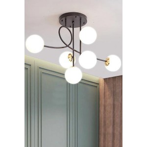 Choise Siyah 6'lı Glop Camlı Modern Yemek Masası Üstü Yatak Odası Salon Avize