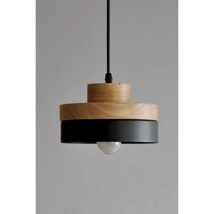 Clax Oval Ahşap Detaylı Metal Tekli Sarkıt Salon Genç Odası Mutfak Avize