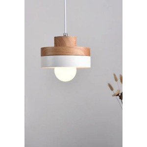Clax Oval Ahşap Detaylı Metal Tekli Sarkıt Salon Genç Odası Mutfak Avize