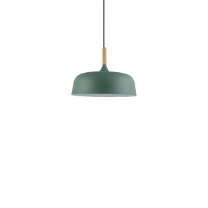 Brooks Yeşil Metal Ahşap Detaylı Tekli Avize Sarkıt Salon Mutfak Ofis Hotel Cafe Butik Avize