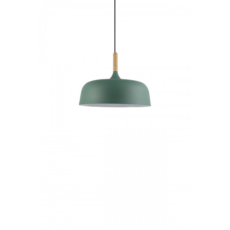 Brooks Yeşil Metal Ahşap Detaylı Tekli Avize Sarkıt Salon Mutfak Ofis Hotel Cafe Butik Avize