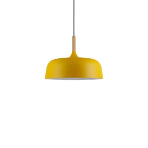 Brooks Sarı Metal Ahşap Detaylı Tekli Avize Sarkıt Salon Mutfak Ofis Hotel Cafe Butik Avize