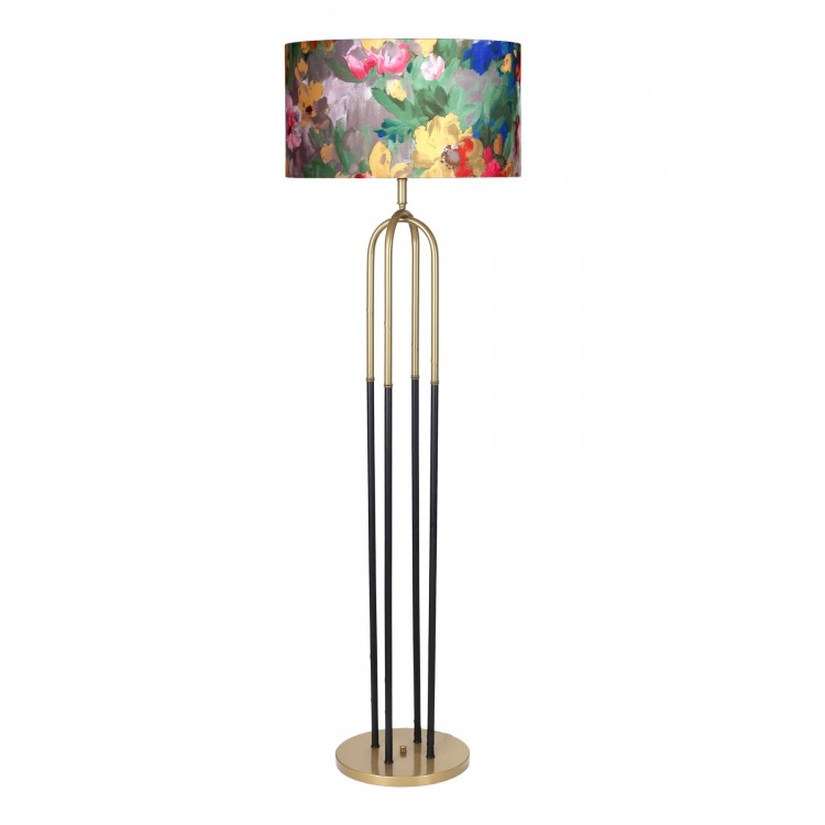 Houston Eskitme  Mat Gold Detaylı Metal Lambader - Violet