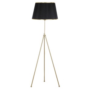 Noa Eskitme Tripod Boyu Ayarlanabilir Metal Lambader - Gold Şeritli Organze Siyah