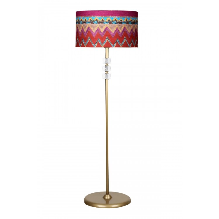 Lille Eskitme Üçlü Kare Kristal Detaylı Metal Lambader Wawe Desenli