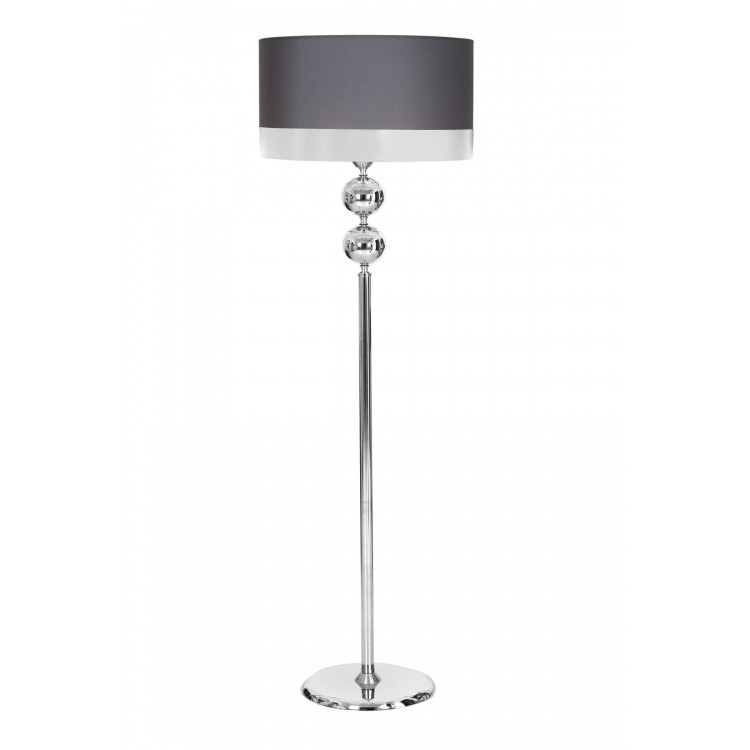 Krom Kaplama Çift Küre Düz Metal Ayak Lambader - Antrasit Gri