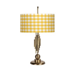 Marche Mka-01 Eskitme Mat Gold Metal Abajur - Sarı Ekose