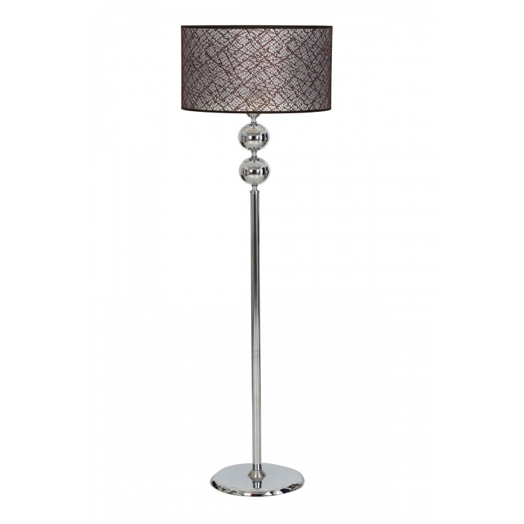 Krom Kaplama Çift Küre Metal Tek Ayaklı Lambader Silindir Kahve Kırçıl