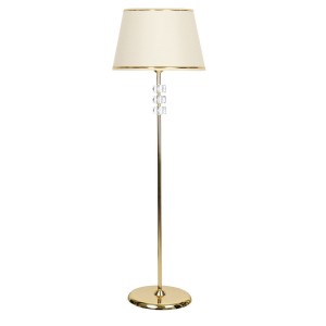 Lille Gold Kaplama Üçlü Kare Kristal Detaylı Metal Lambader - Gold Şeritli Krem