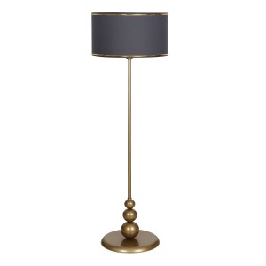 Lima Eskitme Kaplama Düz Metal Ayaklı Lambader - Gold Şeritli Antrasit