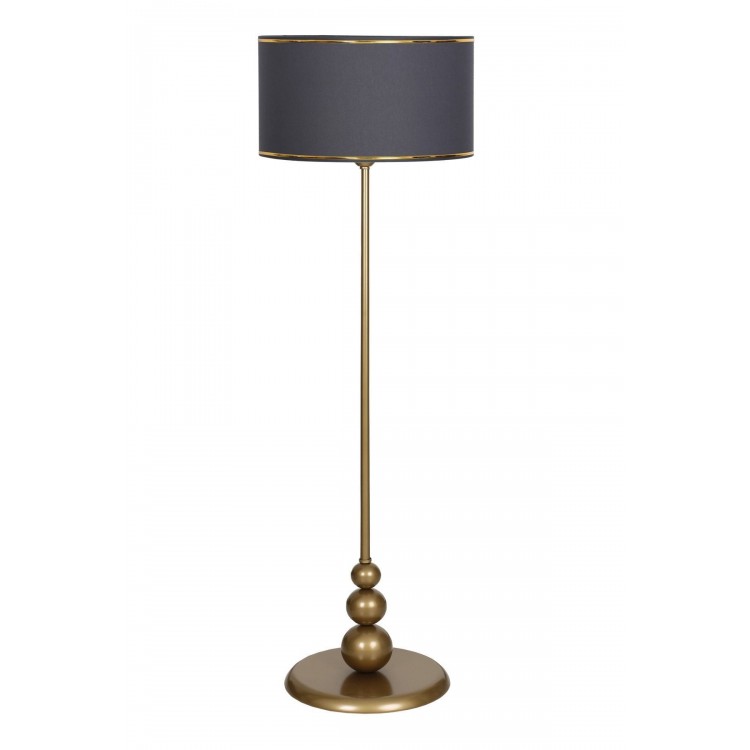 Lima Eskitme Kaplama Düz Metal Ayaklı Lambader - Gold Şeritli Antrasit