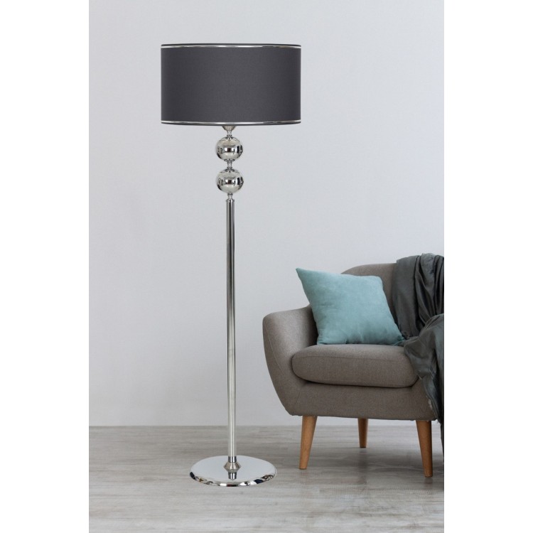 Krom Kaplama Çift Küre Metal Tek Ayaklı Lambader