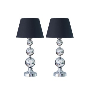 Krom Nikel Kaplama Üçlü Küre Modern Metal Abajur - Siyah Başlık (iki Adet)