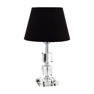 Krom Kaplama Kare Kristal Detaylı Modern Abajur, Modern Gece Lambası Siyah Başlık Krom Kaplama Kare Kristal Detaylı Modern Abajur, Modern Gece Lambası Siyah Başlık