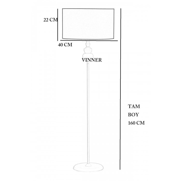 Lale Desenli  Silindir Başlık Gold Kaplama Helezon Kristal Metal Tek Ayaklı Lambader