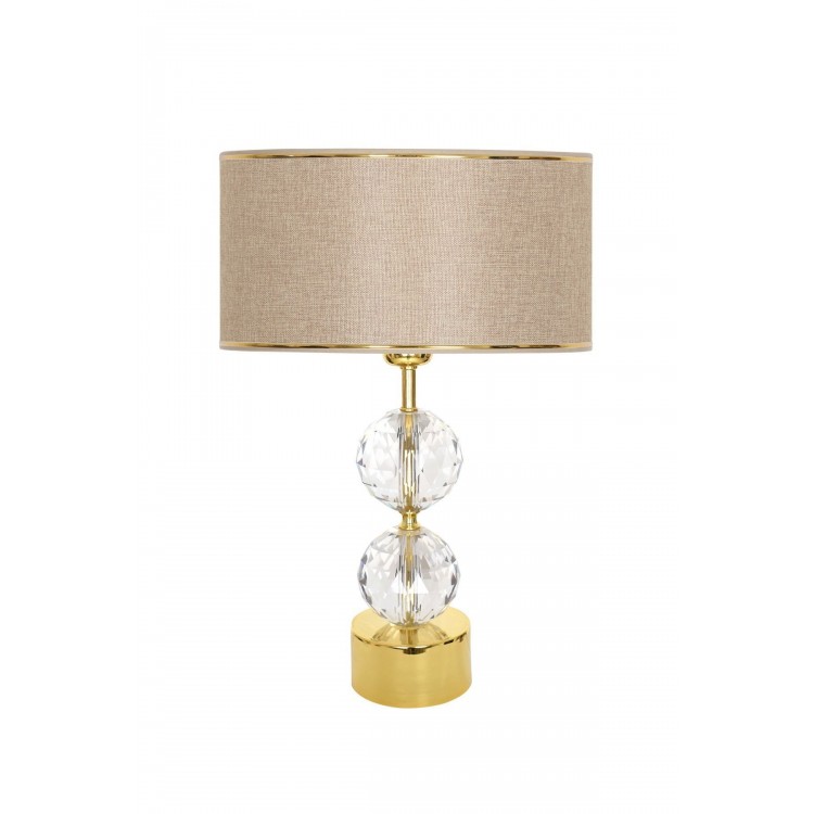 Gld-krs01 Gold Ayaklı Kristal Abajur - Gold Hasır Kahve