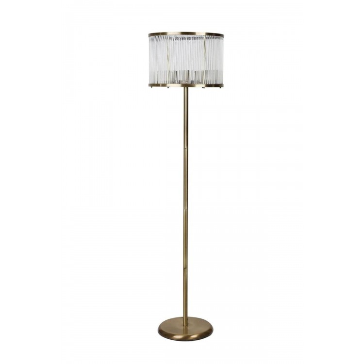 Crystal Eskitme Mat Gold Kaplama Tek Ayaklı Metal Lambader