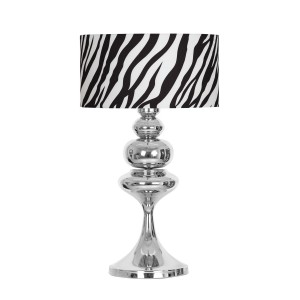 Balance Krom Kaplama Özel Tasarım Metal Abajur - Zebra Desenli