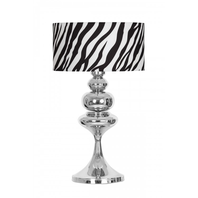 Balance Krom Kaplama Özel Tasarım Metal Abajur - Zebra Desenli
